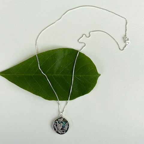 Fair trade sterling silver abalone owl necklace