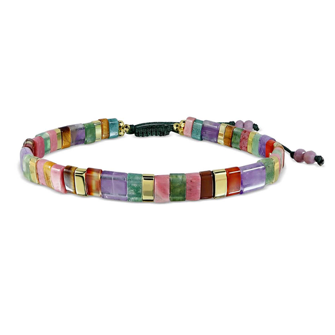 Pink purple bead string bracelet