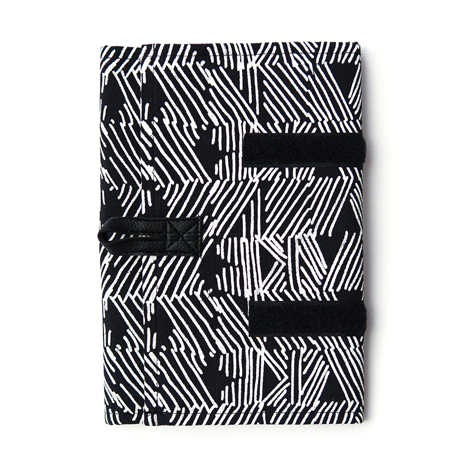 Fair trade cotton black and white jewelry travel case.