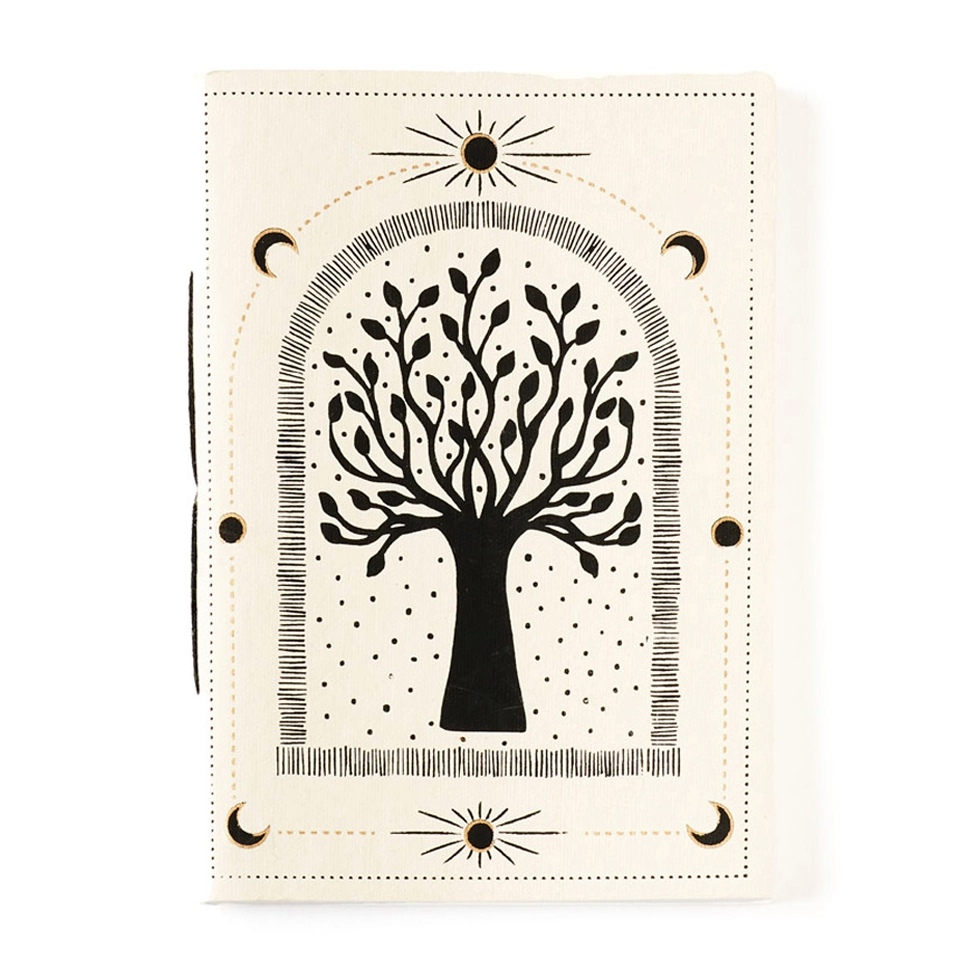 Tree of life journal handmade out of recycled cotton scraps.