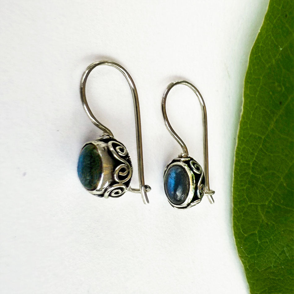 Fair trade labradorite sterling silver earrings.