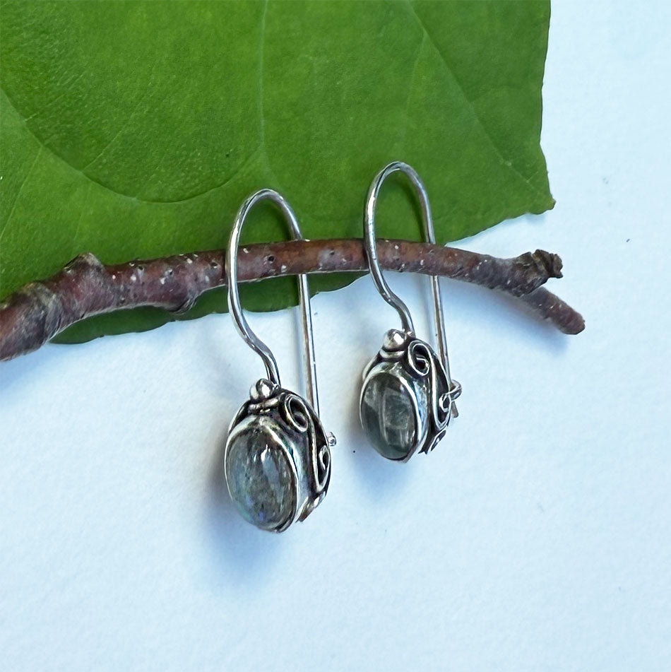 Fair trade labradorite sterling silver earrings