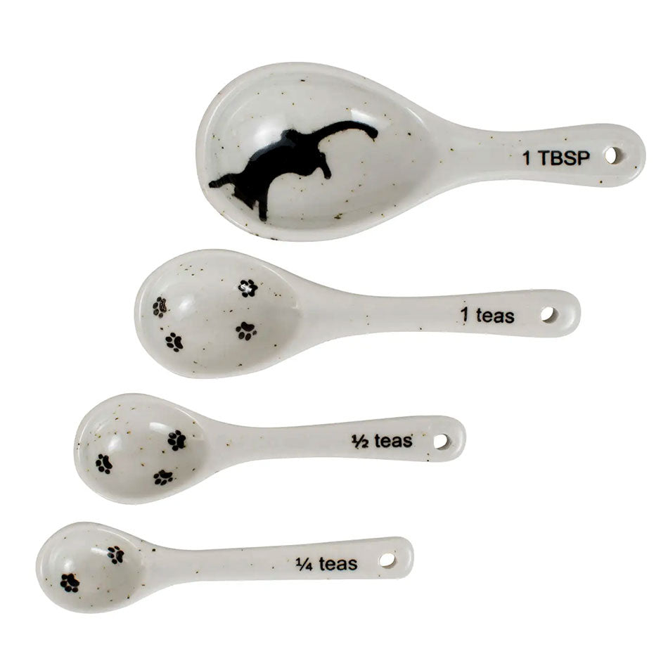 Fair trade cat measuring spoons ceramic