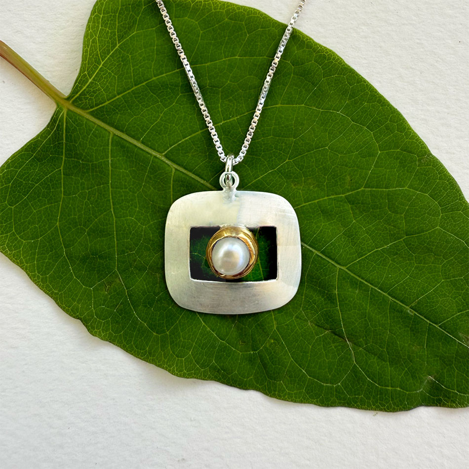 Fair trade sterling silver brass pearl necklace