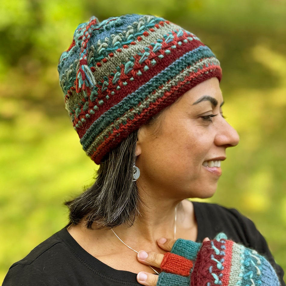 Fair trade wool handmade knit hat
