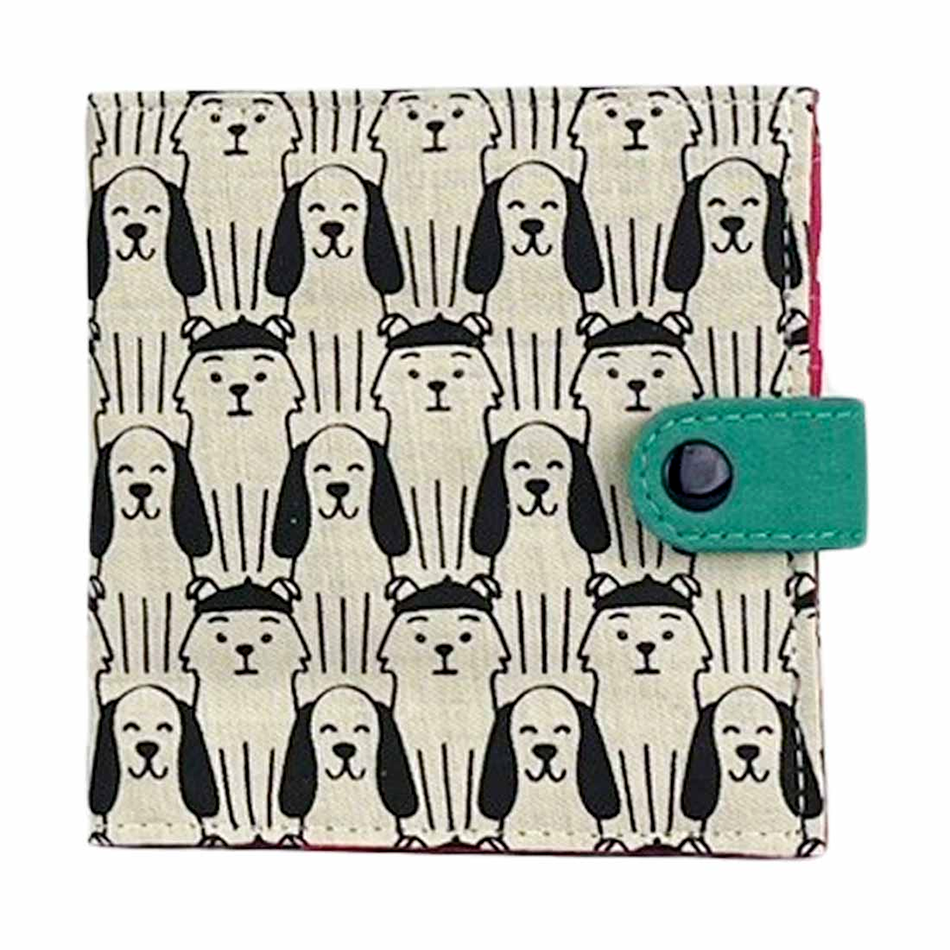 Fair trade recycled cotton wallet with dogs ethically handmade in Cambodia.
