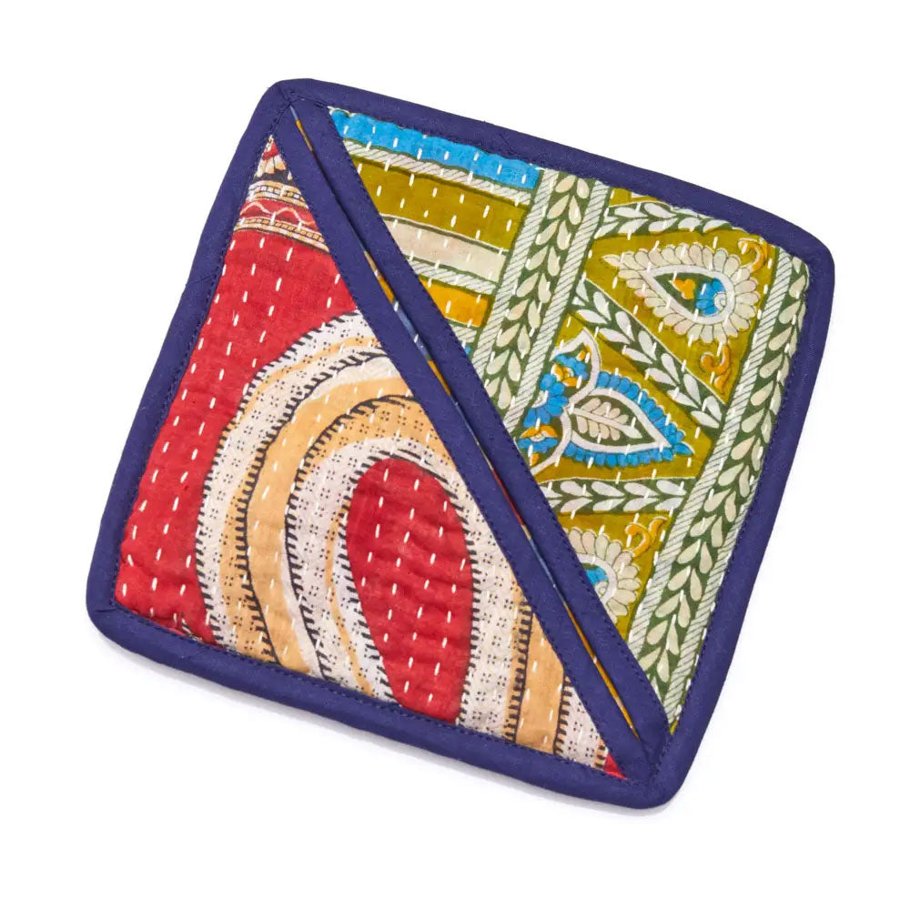 Fair trade recycled sari pot holder