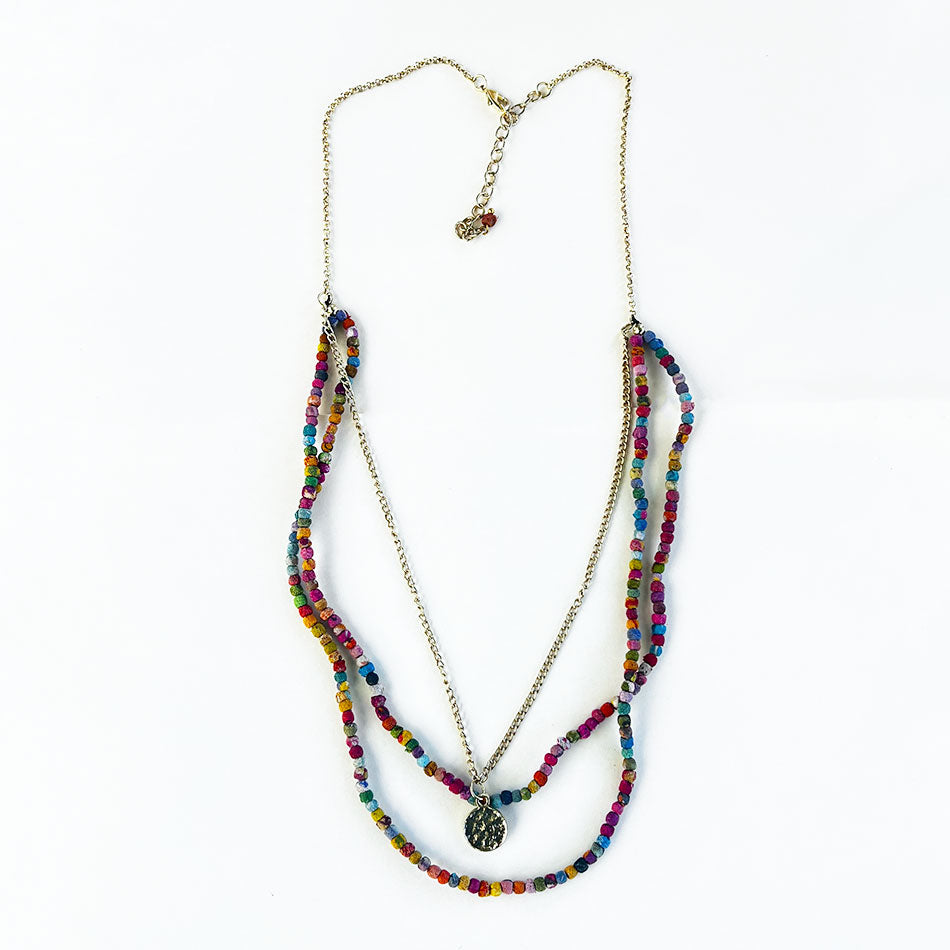 Recycled sari fair trade necklace