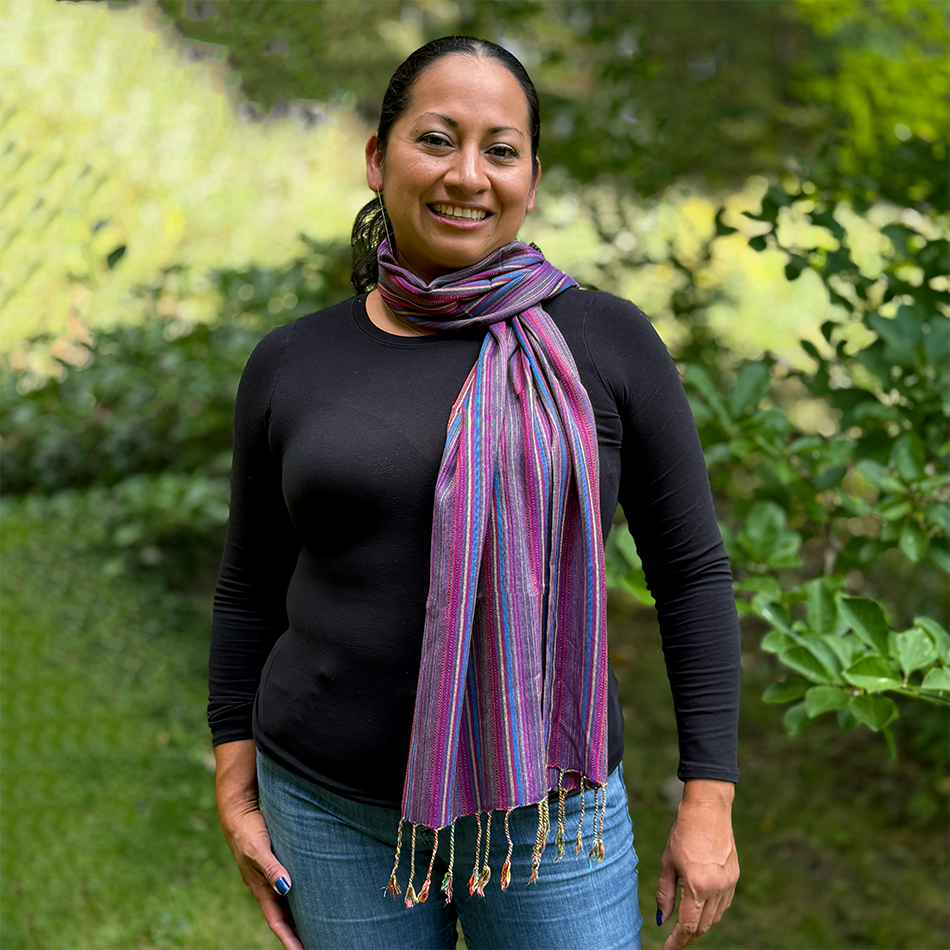 Fair trade ethically handmade purple stripe bamboo scarf