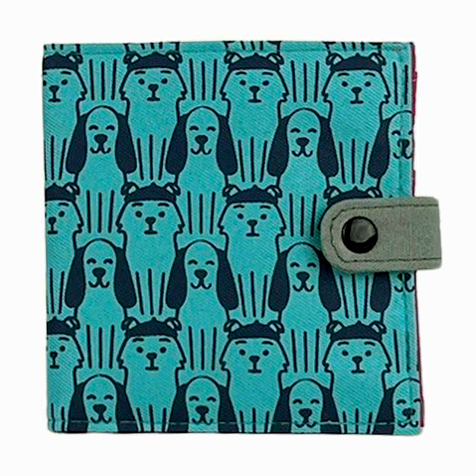 Fair trade recycled cotton wallet with dogs ethically handmade in Cambodia.