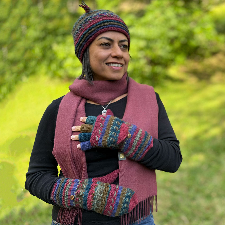 Fair trade mittens fingerless gloves wool