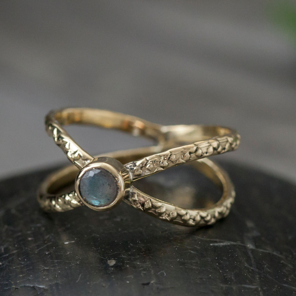 Fair trade labradorite ring handmade by artisans in India