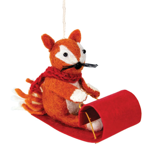 Fair trade fox ornament handmade by artisans in Nepal