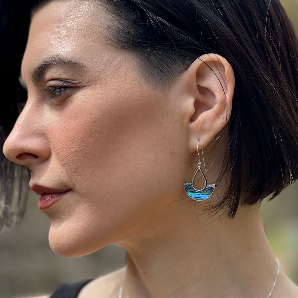 Fair trade sterling silver abalone shell earrings