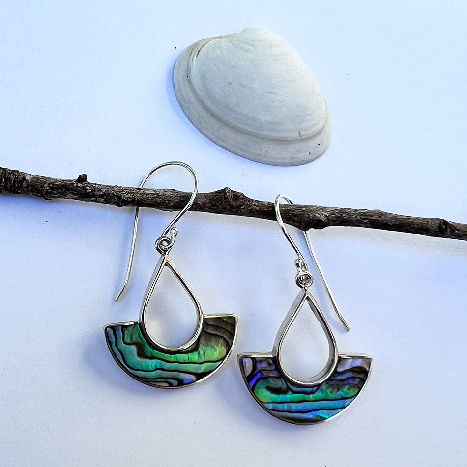 Fair trade sterling silver abalone shell earrings