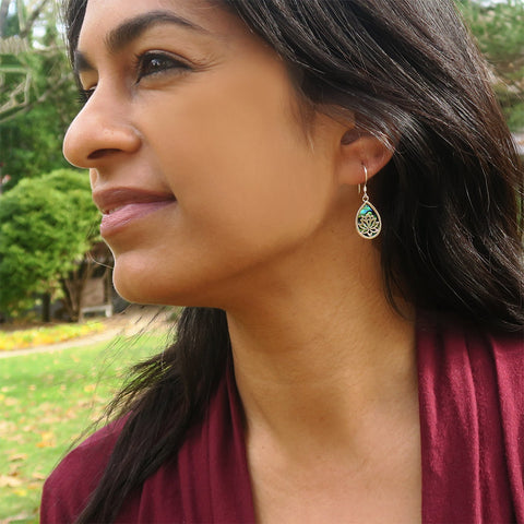 Sterling silver fair trade abalone earrings