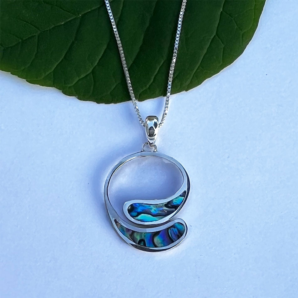 Open Circle Abalone Necklace - Sterling Silver, Indonesia