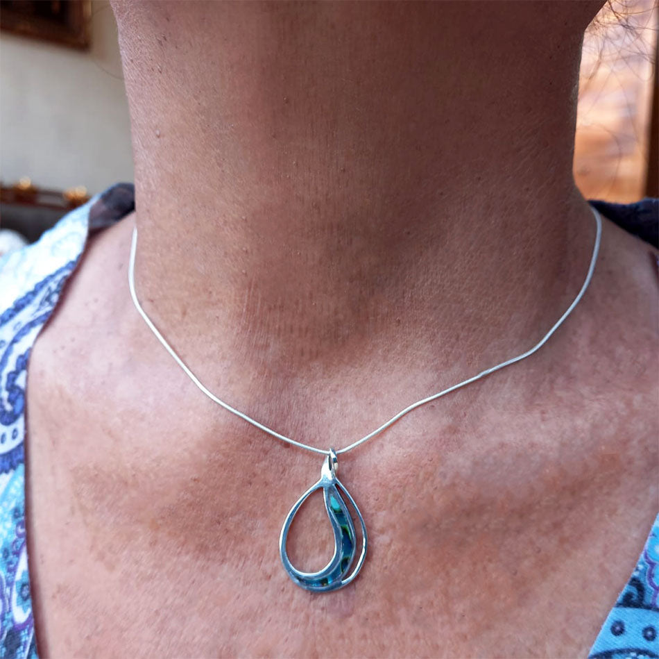 Abalone Waves Necklace - Sterling Silver, Indonesia