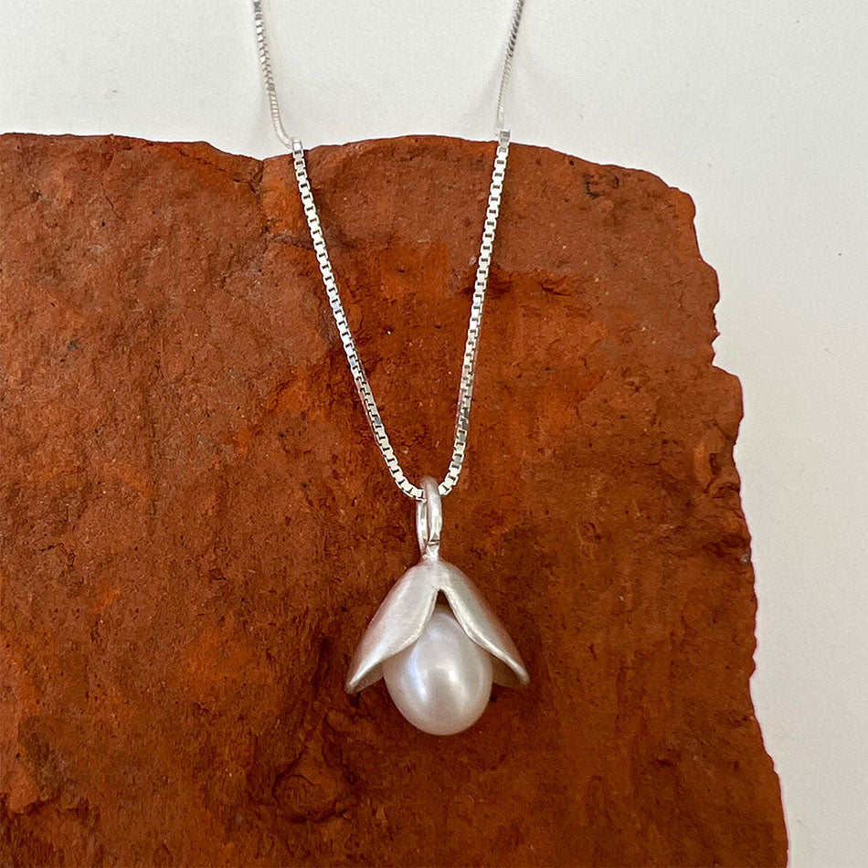 Sterling silver pearl fair trade necklace handmade by artisans in Bali