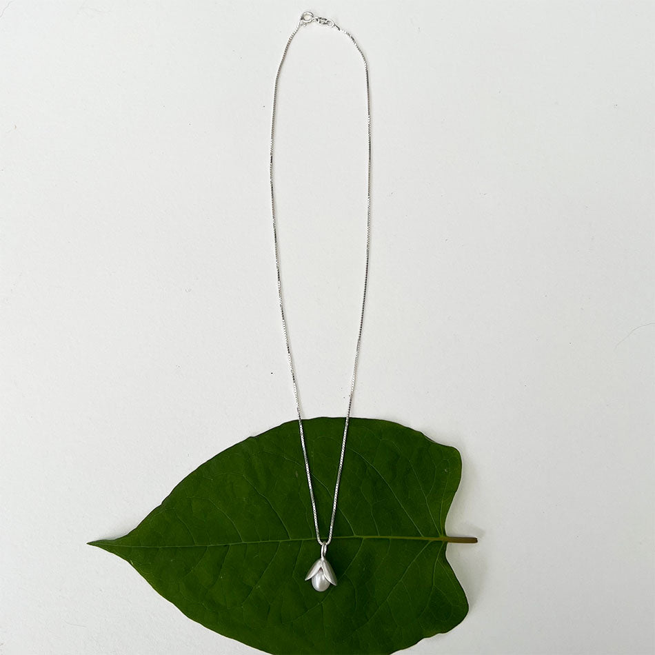 Acorn Pearl Necklace - Sterling Silver, Indonesia