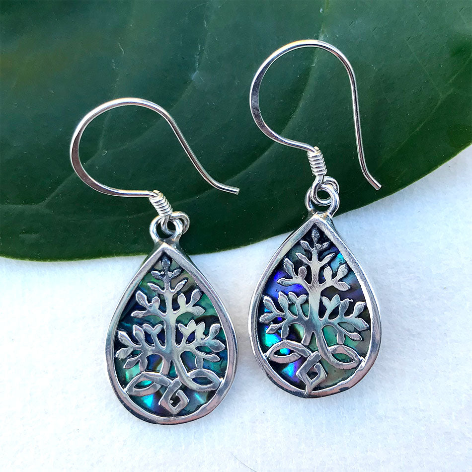 Sterling silver abalone earrings handmade in Bali