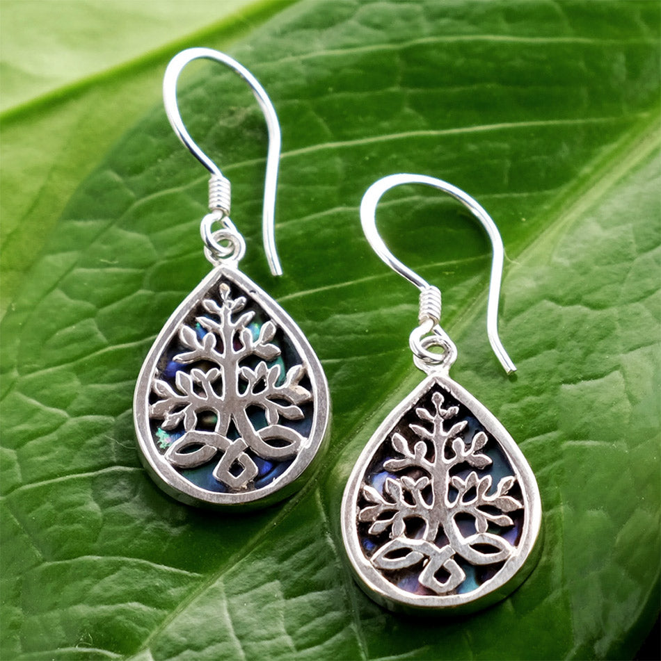Fair trade sterling silver abalone earrings handmade in Bali