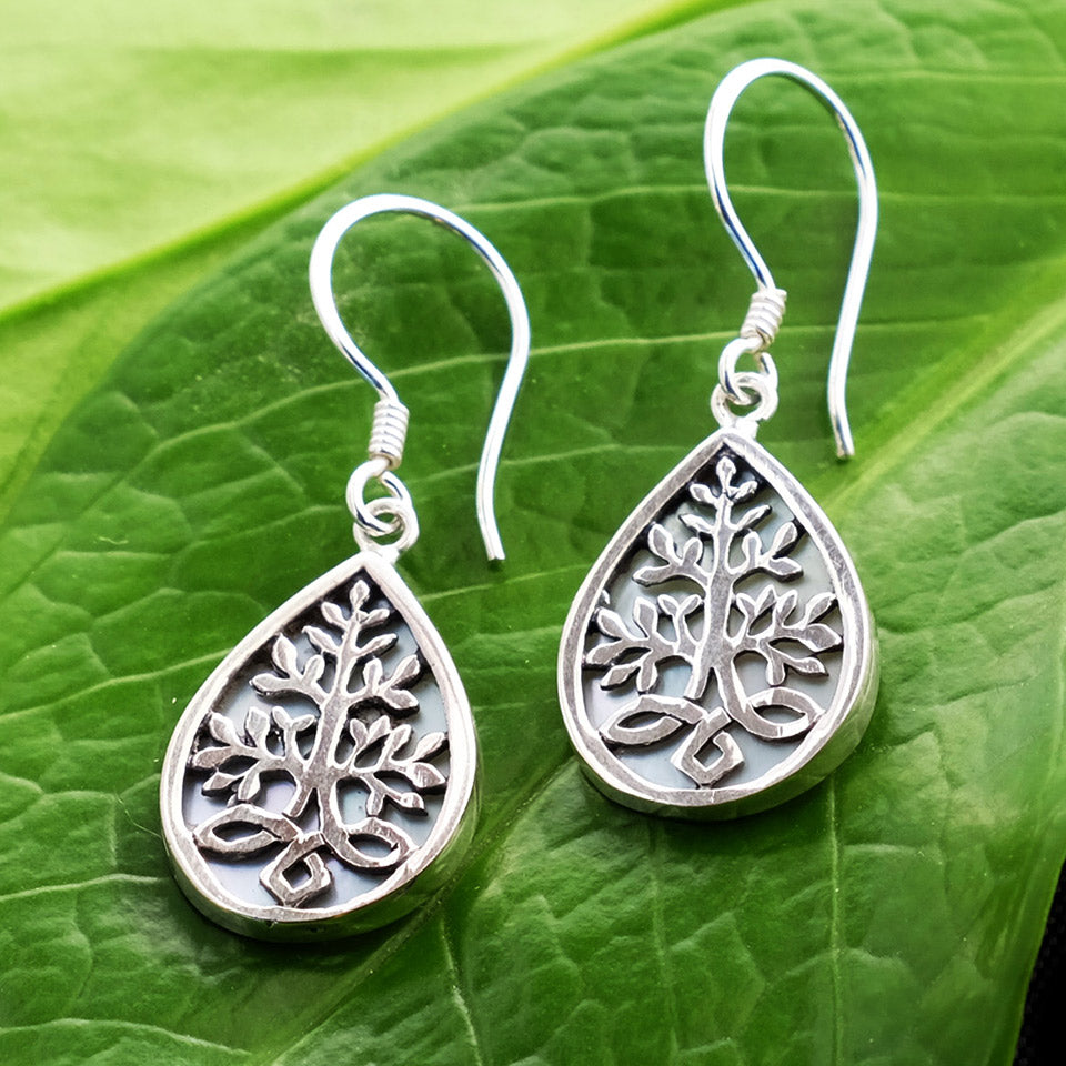 Fair trade sterling silver abalone earrings handmade in BAli
