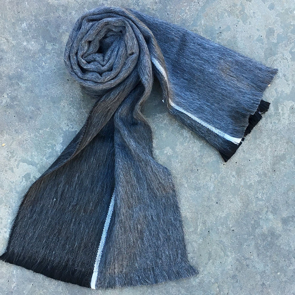 Unisex Alpaca Blend Scarf - Gray/Black Stripe, Ecuador