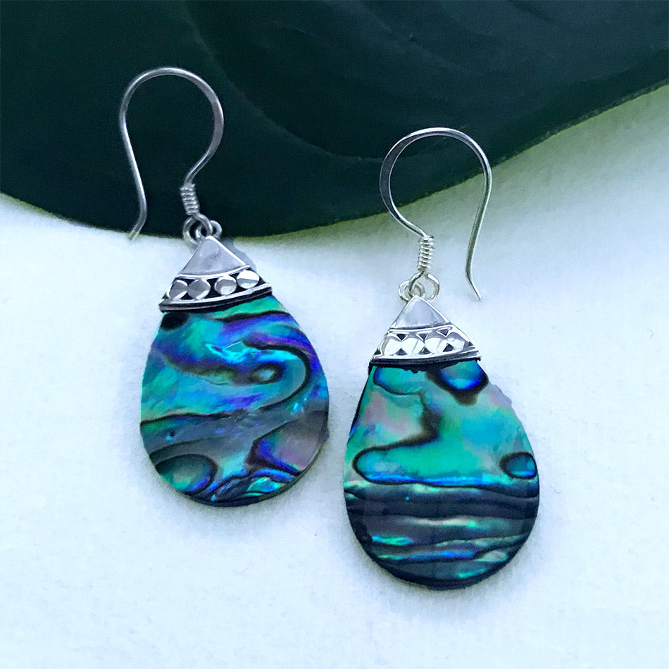 FAir trade sterling silver abalone earrings