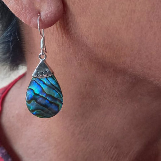 Fair trade sterling silver abalone earrings handmade in Bali