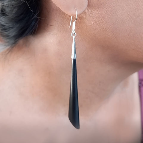 Fair trade sterling silver horn earrings handmade in Bali