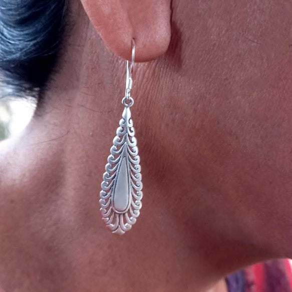 Lacy Leaf Earrings Sterling Silver Indonesia Women s Peace Collection