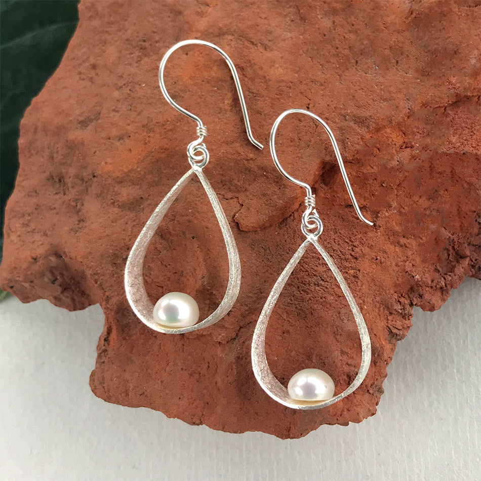 Fair trade sterling silver pearl earrings handmade in Bali