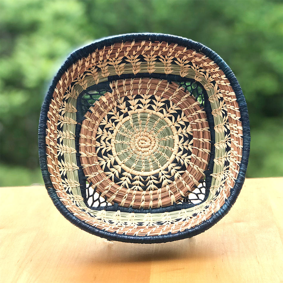 Fair trade pine needle basket handmade in Guatemala