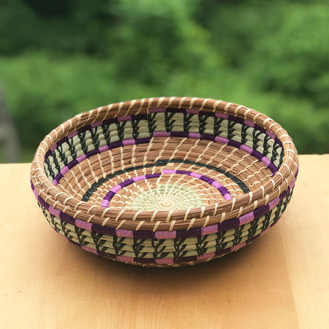 Fair trade pine needle basket handmade by women in guatemala