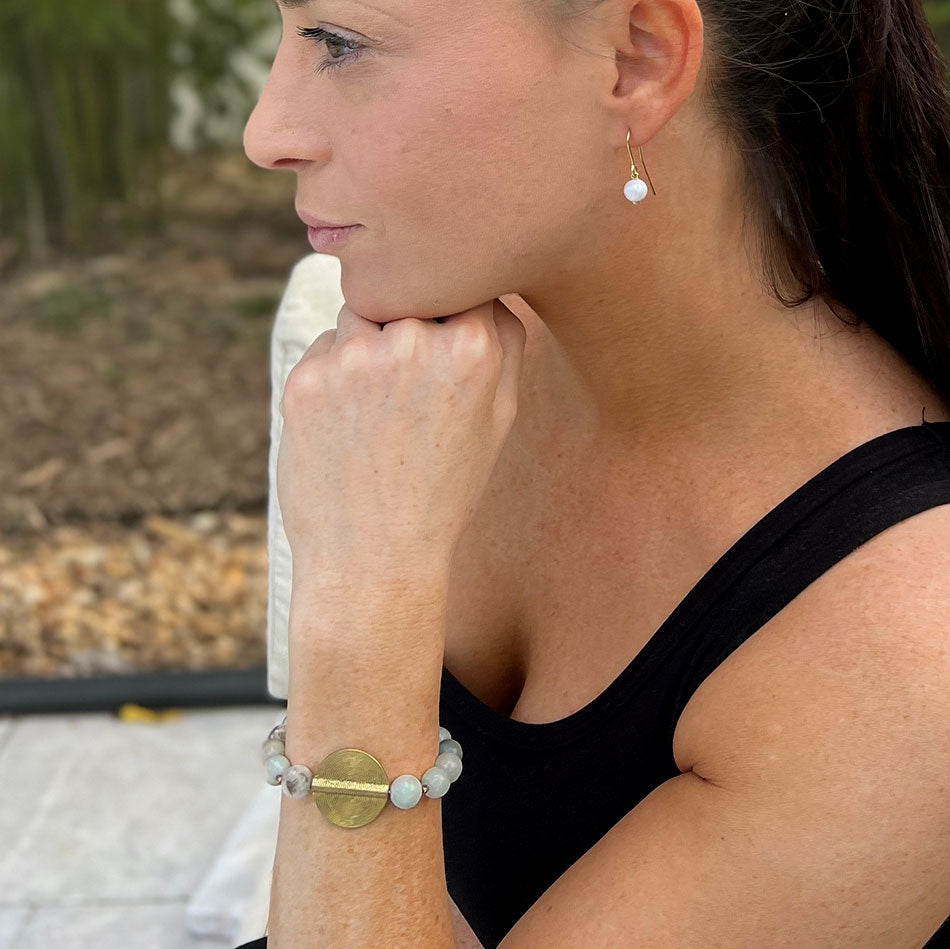 Fair trade amazonite bracelet handmade by artisans in India