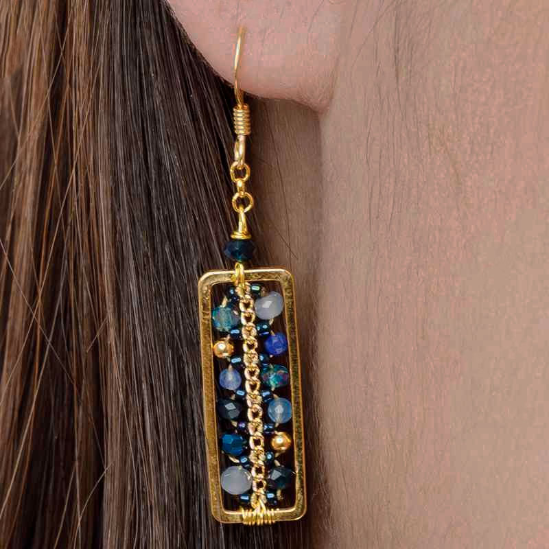 Delicate Beaded Earrings - Blue, Thailand