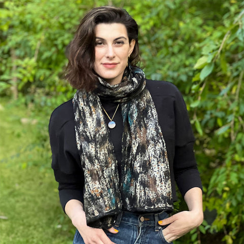 Fair trade silk scarf handmade by women artisans in Nepal