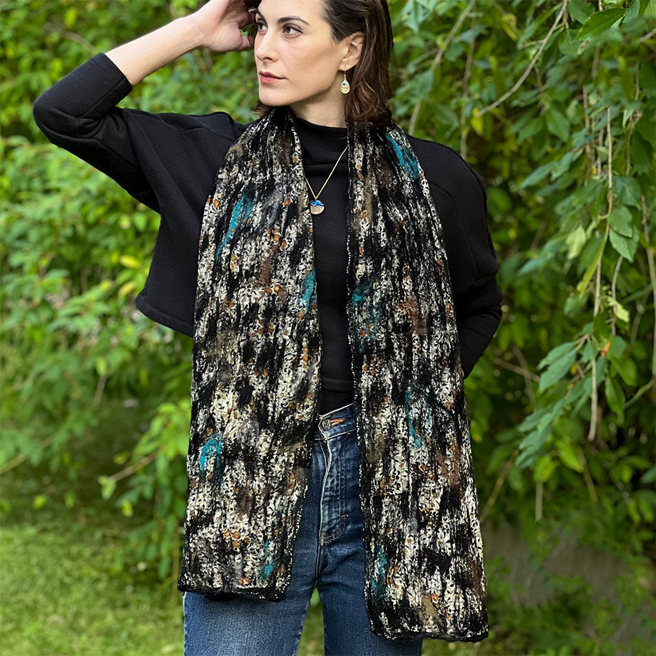 Fair trade silk scarf handmade by women artisans in Nepal