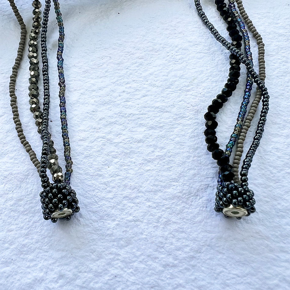 Shine On Wrap Bracelet/Necklace - Black/Gray, Guatemala