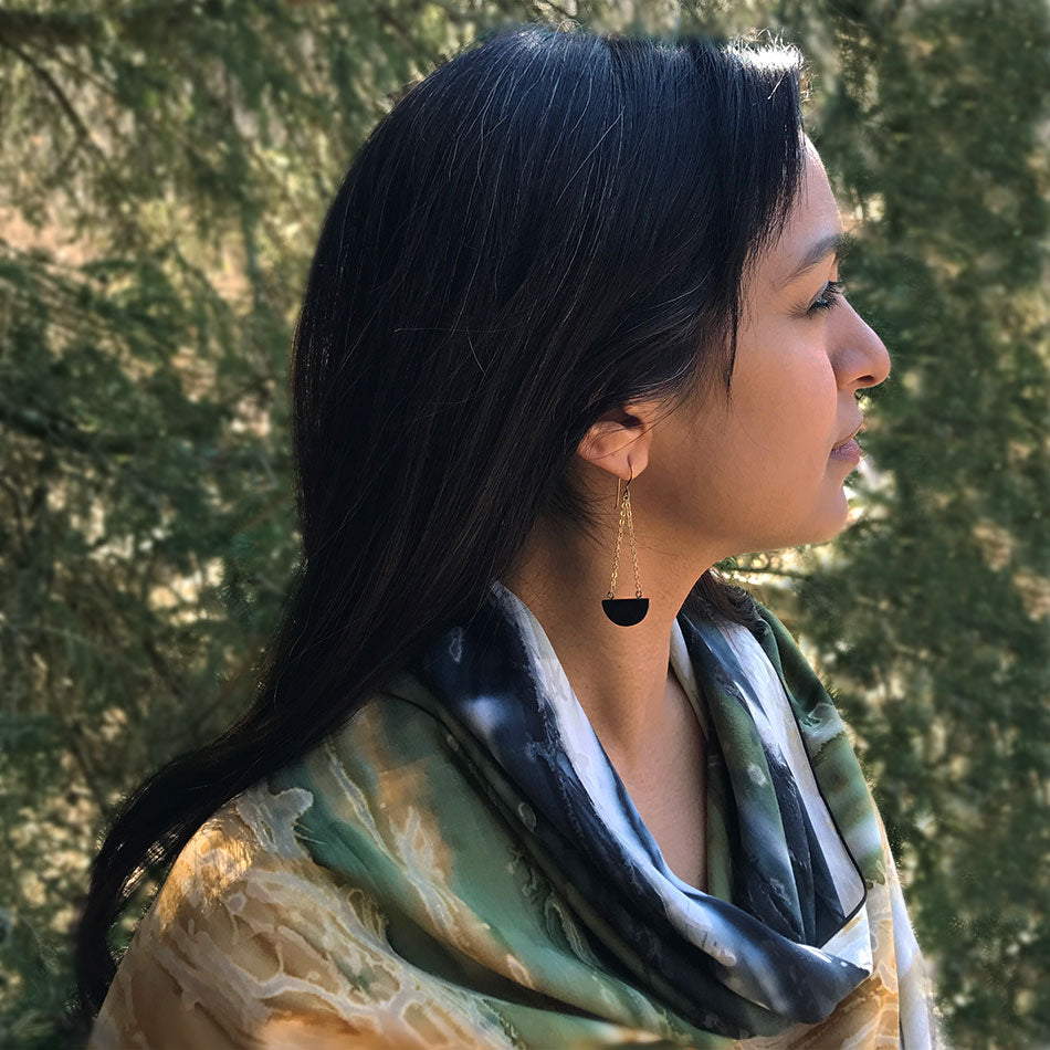 black jade fair trade earrings handmade in Guatemala