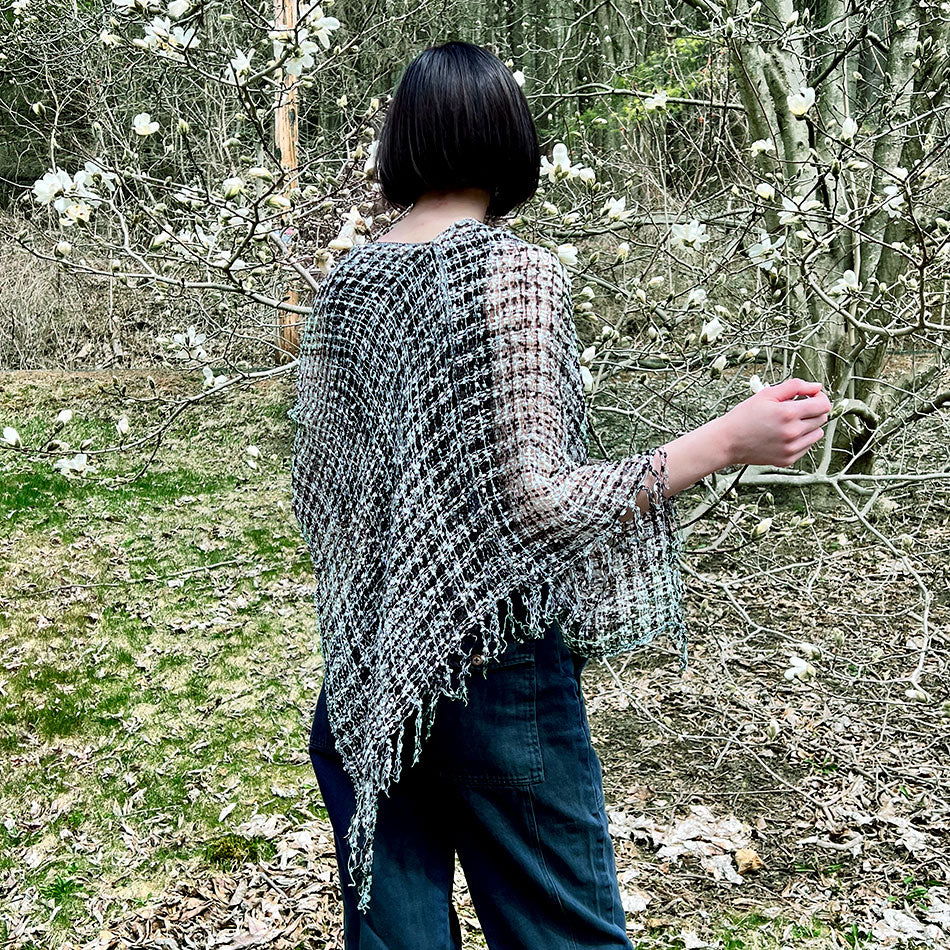 Woven Ribbon Poncho/Shrug - Blue/Pink Mix, Nepal