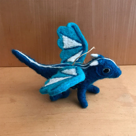 Fair trade felt dragon toy ornament handmade by women in Nepal