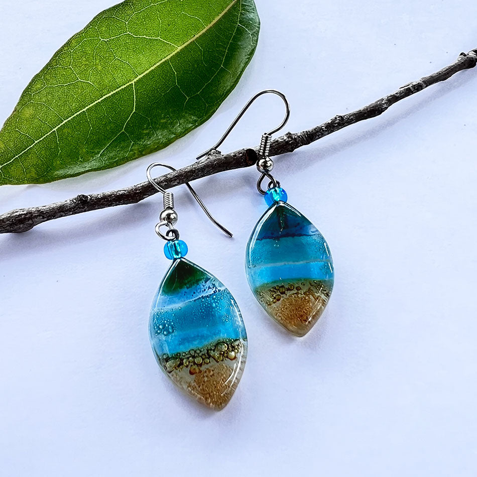 Fair trade glass earrings handmade by women in Guatemala