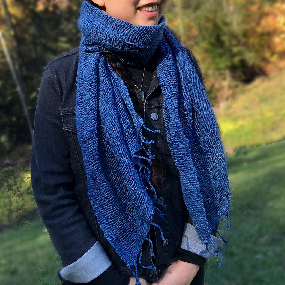 Men scarf cashmere wool, Dark blue red
