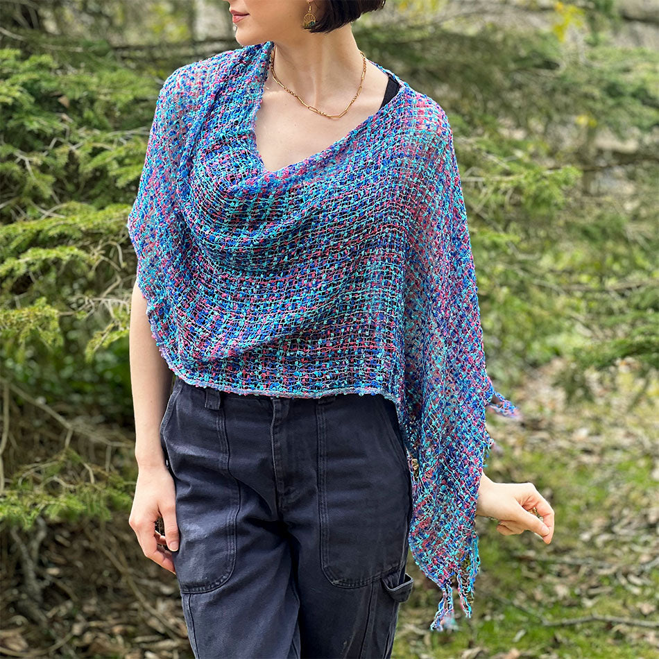 Fair trade poncho shrug handmade by women artisans in Nepal