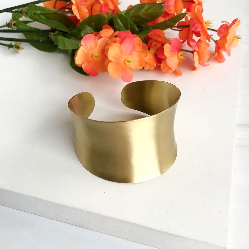 Fair trade brass cuff statement bracelet ethically handmade