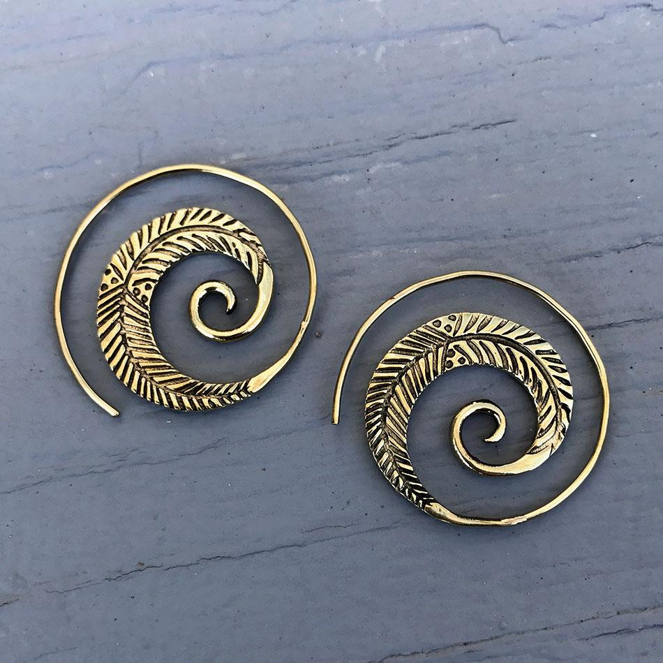 Fair trade brass earrings handmade in Thailand