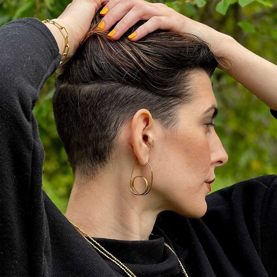 Fair trade brass earrings handmade by artisans in Bali