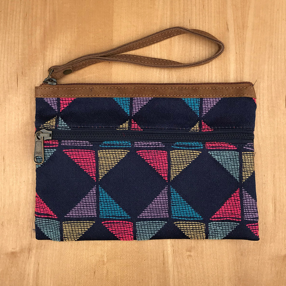 Fair trade recycled clutch handmade by women in India